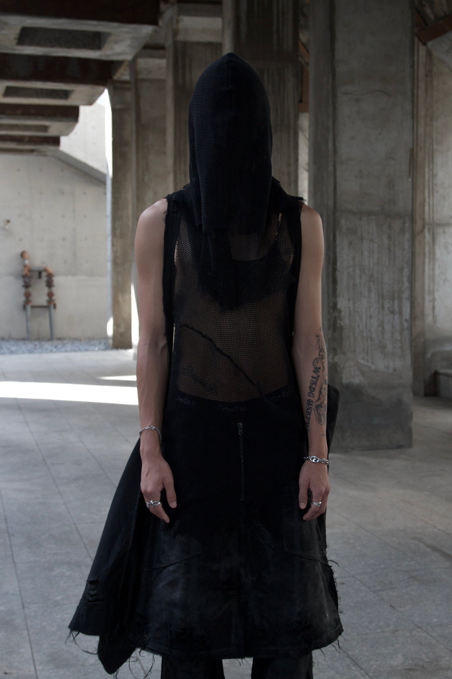 PĮÈGE- WAXED COATED DENIM HOODED PARKA -BLACK