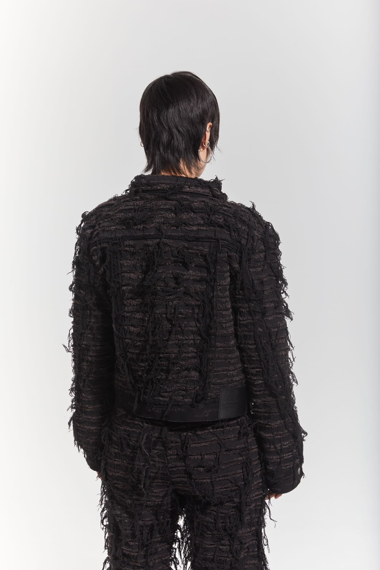CHP-1 003 DESTROYED WASHED BLACK DENIM JACKET