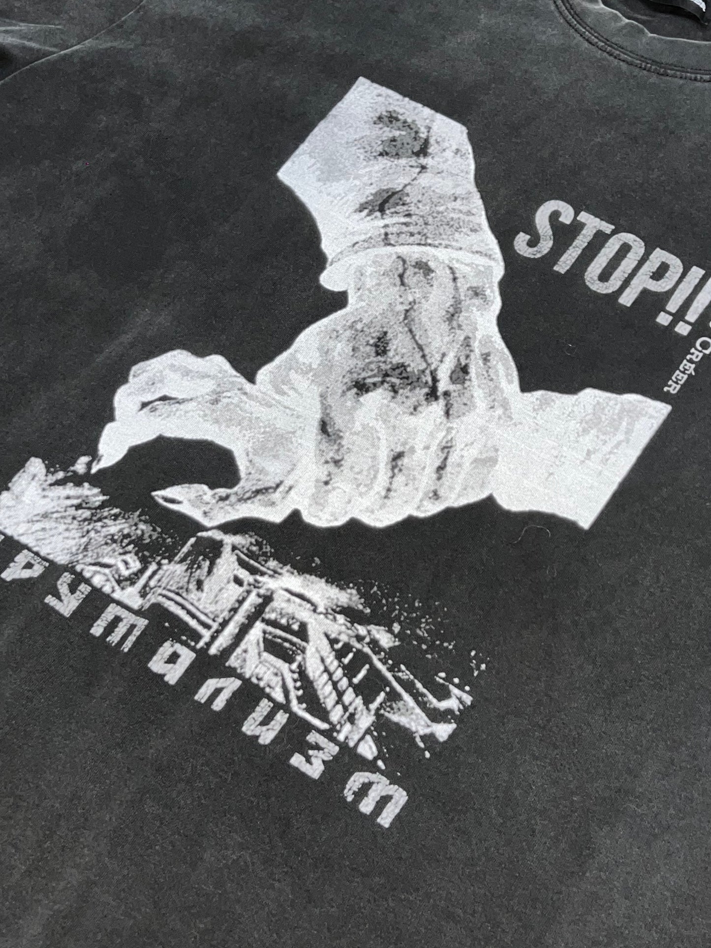 - STOP!!- WASHED BLACK TEE