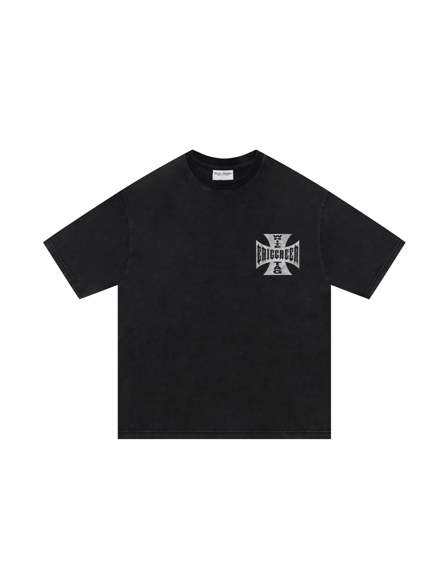 WHITE TAG - “I DON’T NEED YOUR HELP” IRON CROSS TEE BLACK