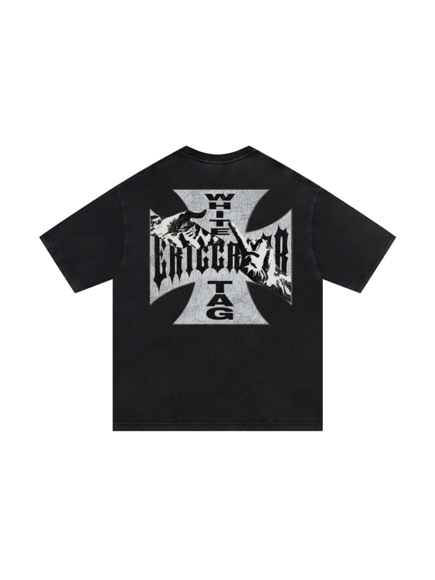 WHITE TAG - “I DON’T NEED YOUR HELP” IRON CROSS TEE BLACK