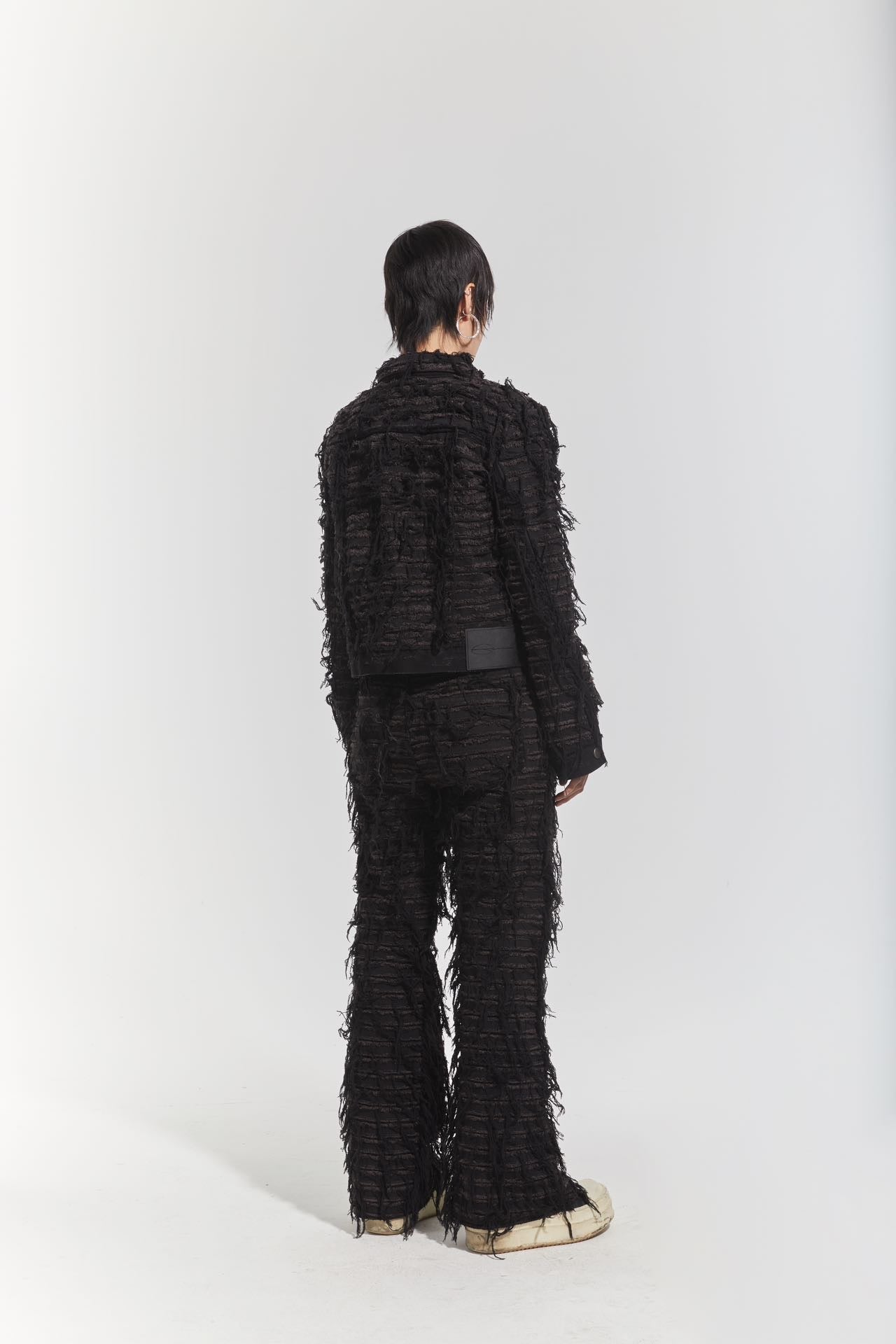 CHP-1 003 DESTROYED WASHED BLACK DENIM JACKET
