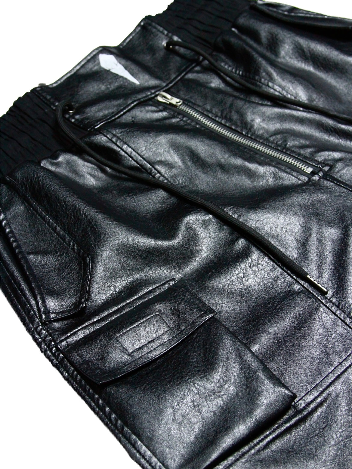 - LEATHER BOXING SHORTS -BLACK