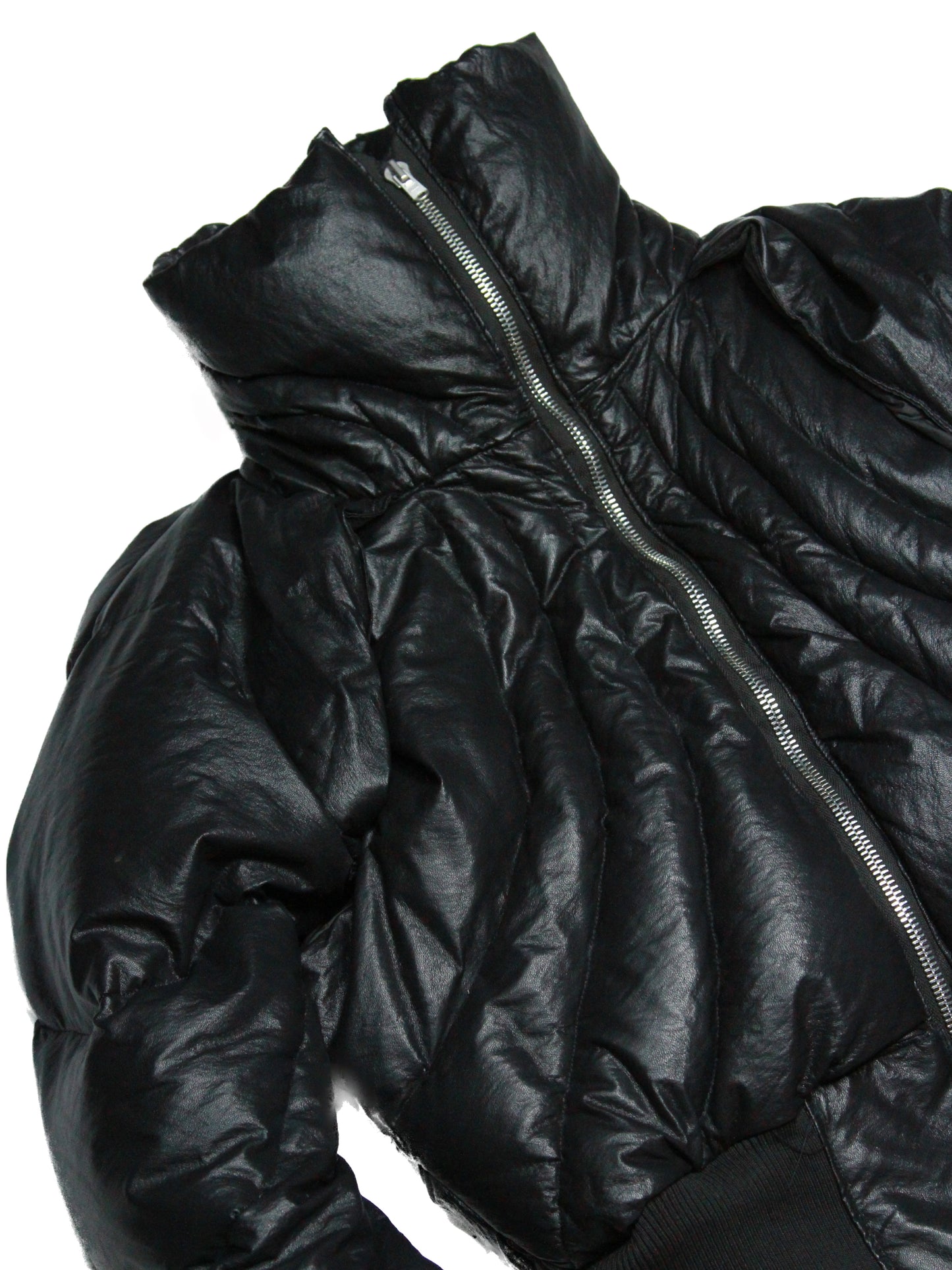 - EMPILÉ -STACKED LEATHER PUFFER JACKET
